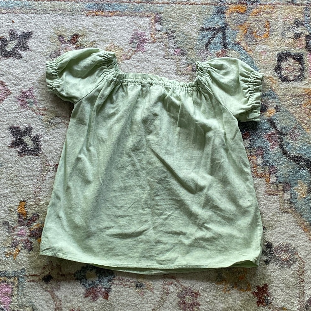 Vero Moda Mint Green Gathered Linen-Blend Top